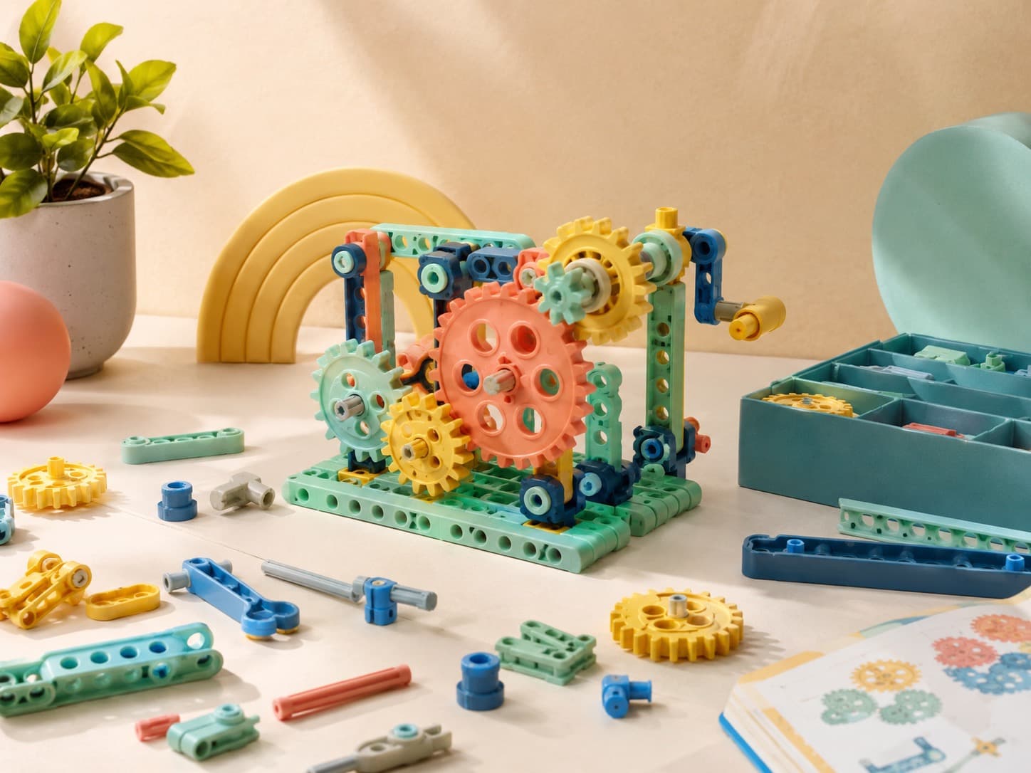 Gears & Machines Kit educational science kit arranged on a studio table