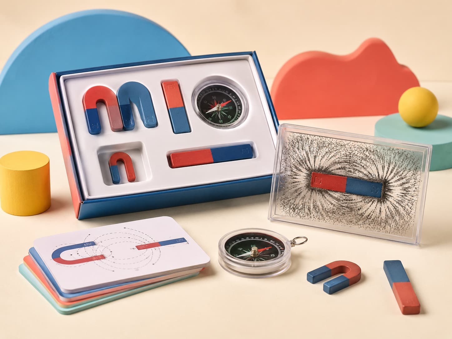 Magnet Science Set educational science kit arranged on a studio table